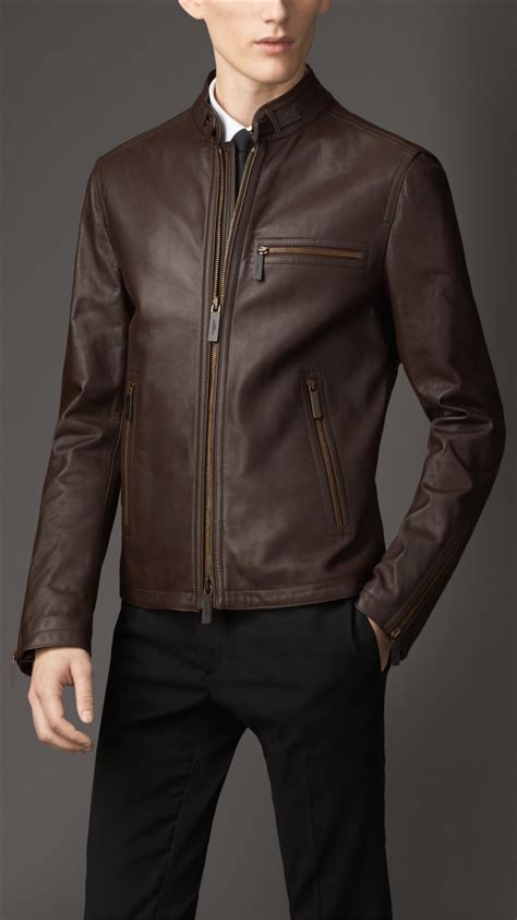 burberry brown leather jacket|Burberry leather jacket vintage.